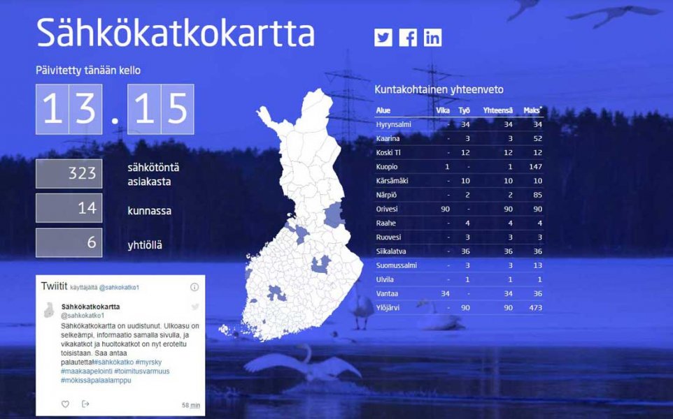 Sähkökatkokartta uudistui